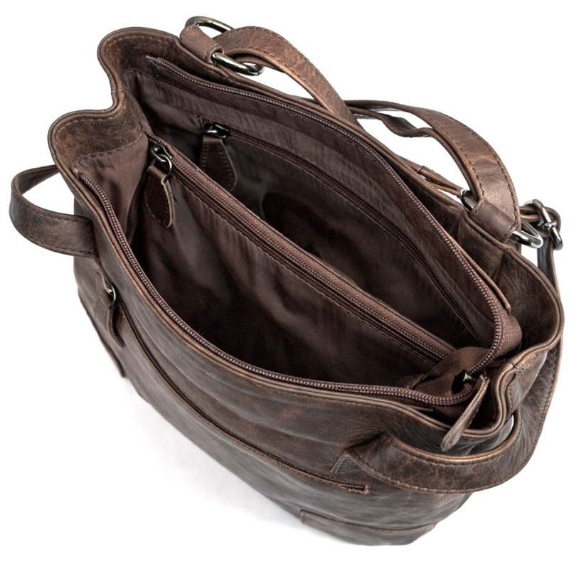 Monica rygsæk og skuldertaske - to i en - Flot hunter brun farvet læder - Leather design