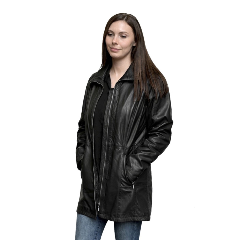 sort Jenny dame skindjakke - Blød lammeskind - Freja skind