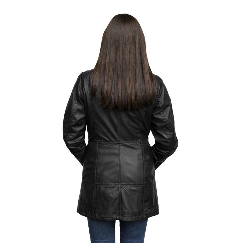 sort Jenny dame skindjakke - Blød lammeskind - Freja skind