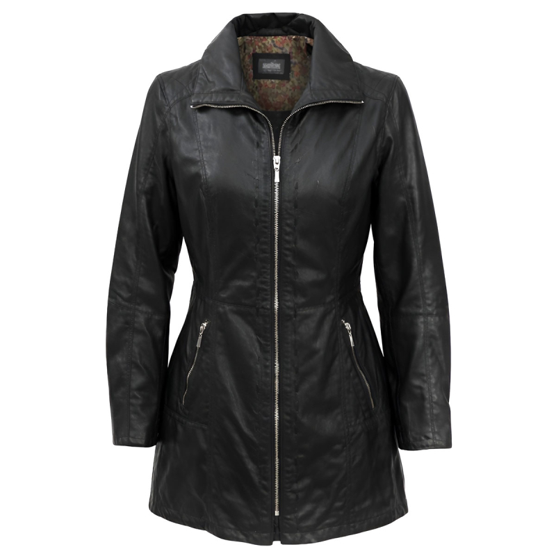 sort Jenny dame skindjakke - Blød lammeskind - Freja skind