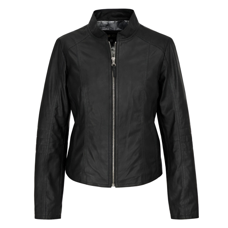 Sort dame skindjakke - Mat sort skind - blød og lækker - Freja skind