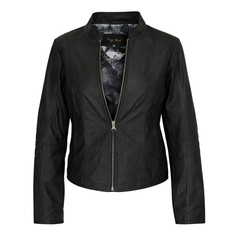 Sort dame skindjakke - Mat sort skind - blød og lækker - Freja skind