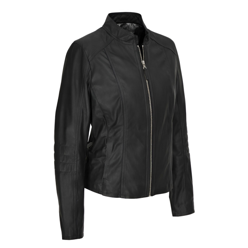 Sort dame skindjakke - Mat sort skind - blød og lækker - Freja skind