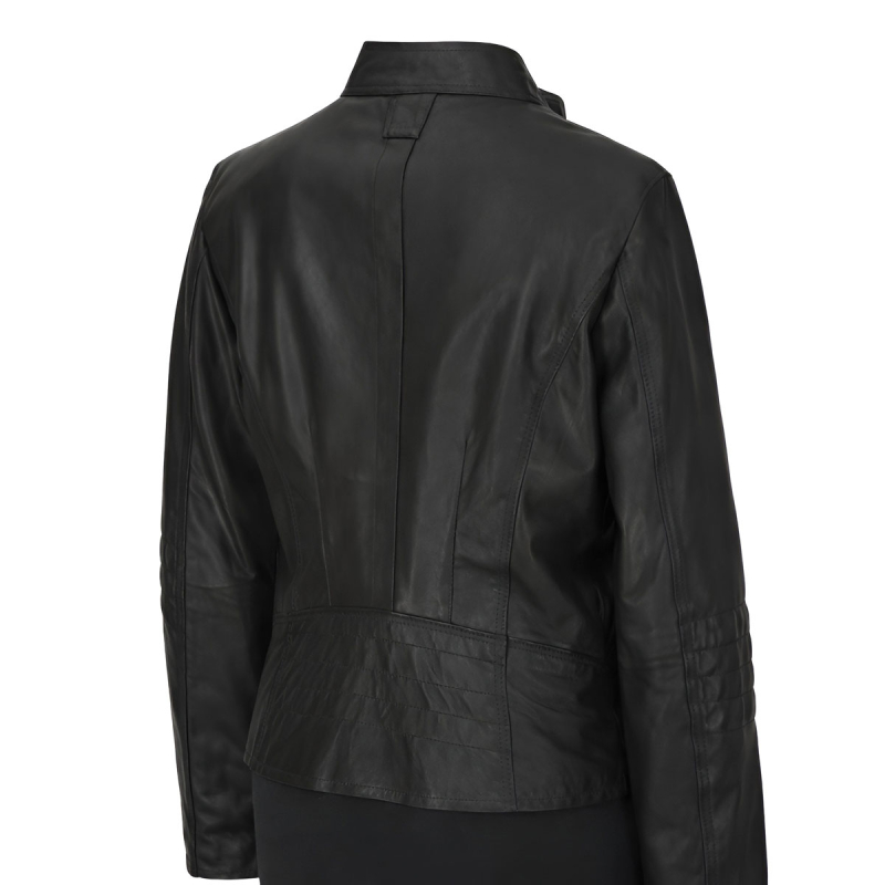 Sort dame skindjakke - Mat sort skind - blød og lækker - Freja skind