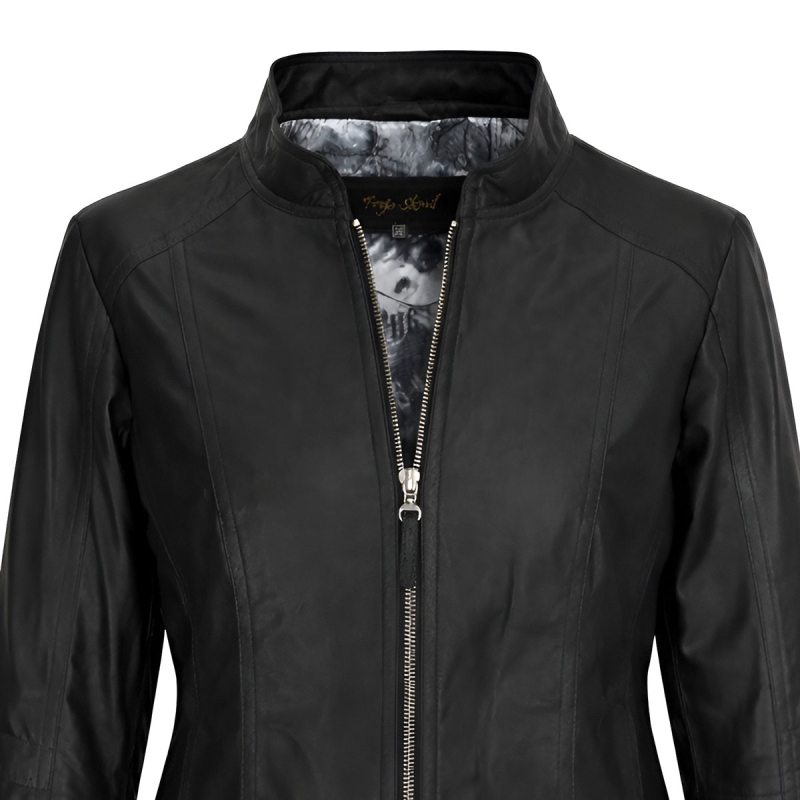 Sort dame skindjakke - Mat sort skind - blød og lækker - Freja skind