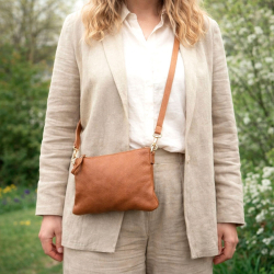 Olivia crossover taske i patineret cognac bøffelskind - BTF-CPH - Freja skind