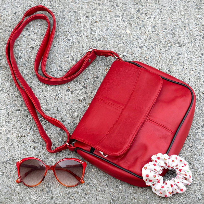 Rød suzan skindtaske - freja skind