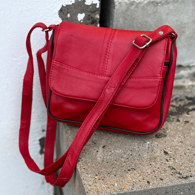 Rød suzan skindtaske - freja skind