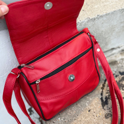 Rød suzan skindtaske - freja skind