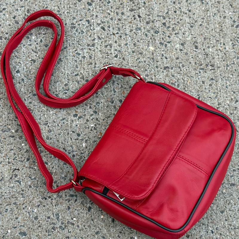 Rød suzan skindtaske - freja skind