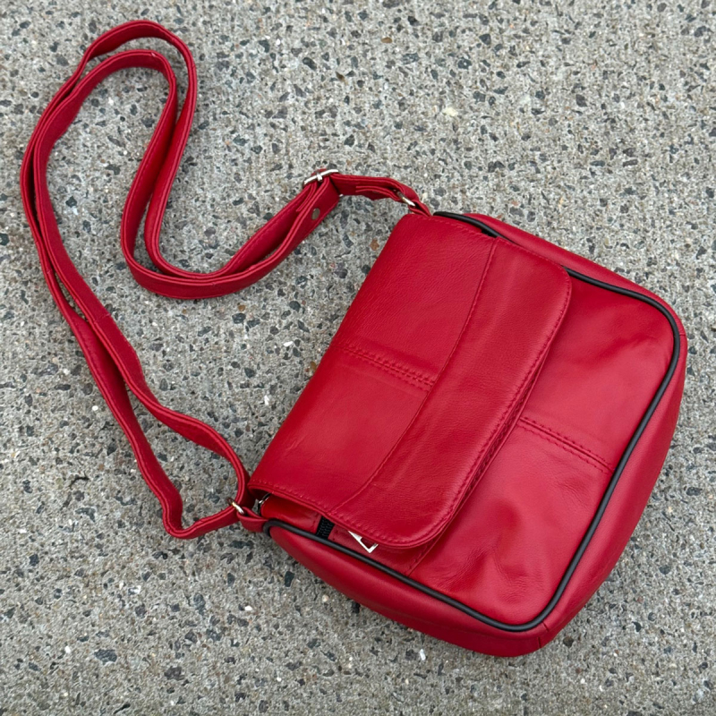 Rød suzan skindtaske - freja skind