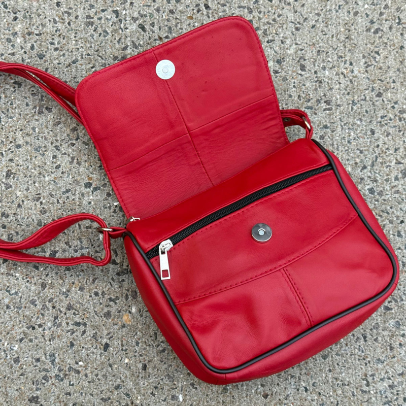 Rød suzan skindtaske - freja skind