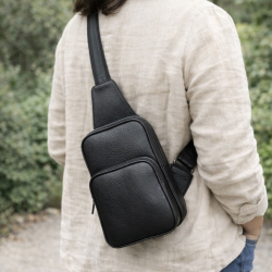 california crossover taske i sort skind  - Freja skind