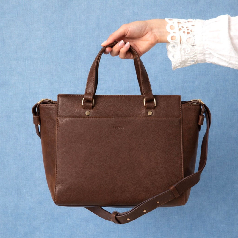 Frida big luxe skuldertasker i brun skind - dametaske - Treats