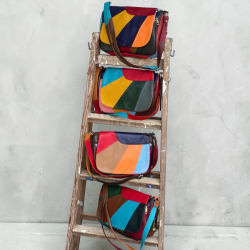 Sunshine multicolor  skuldertaske - blød lammeskind  - best of the rest - Freja skind