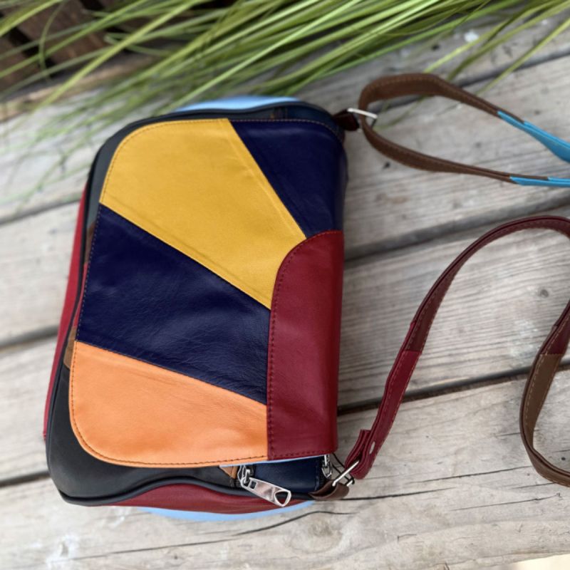 Sunshine multicolor  skuldertaske - blød lammeskind  - best of the rest - Freja skind