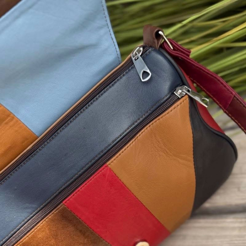 Sunshine multicolor  skuldertaske - blød lammeskind  - best of the rest - Freja skind