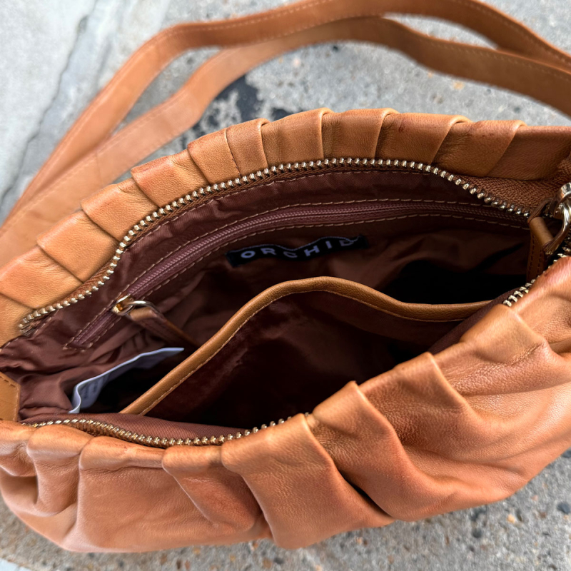 Alia crossover taske i blød lammeskind - Orchid - Freja skind