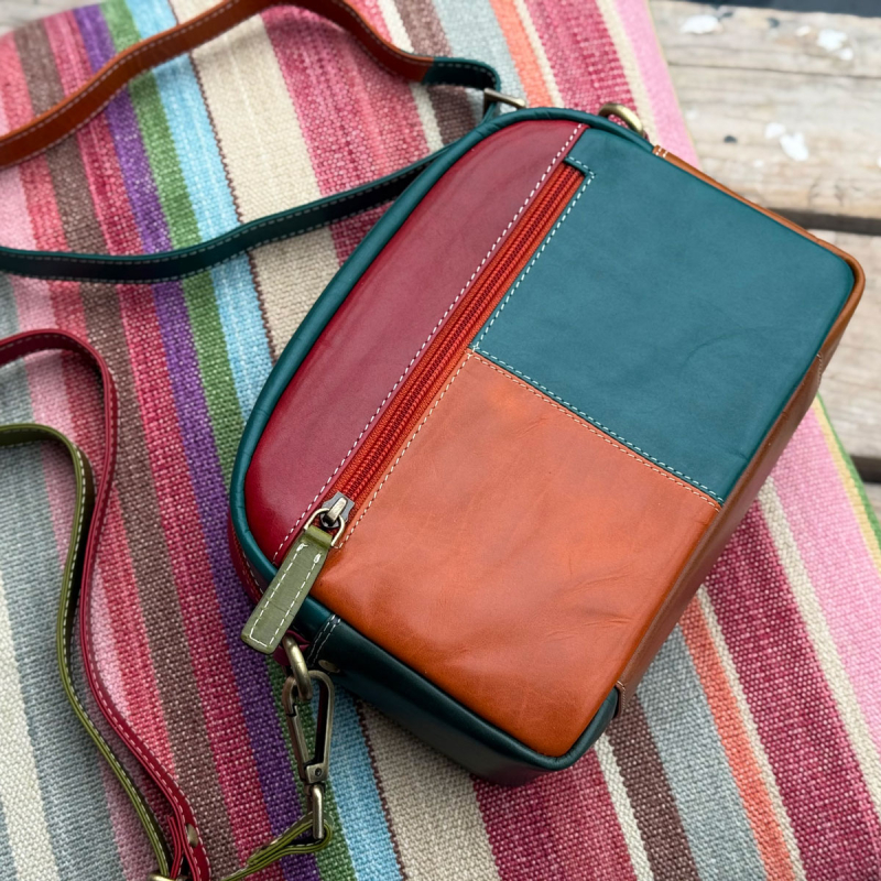 Valentina multicolor skuldertaske i kalveskind - Leather design - Freja skind