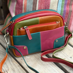 Valentina multicolor skuldertaske i kalveskind - Leather design - Freja skind