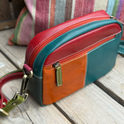 Valentina multicolor skuldertaske i kalveskind - Leather design - Freja skind