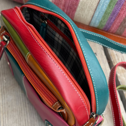 Valentina multicolor skuldertaske i kalveskind - Leather design - Freja skind