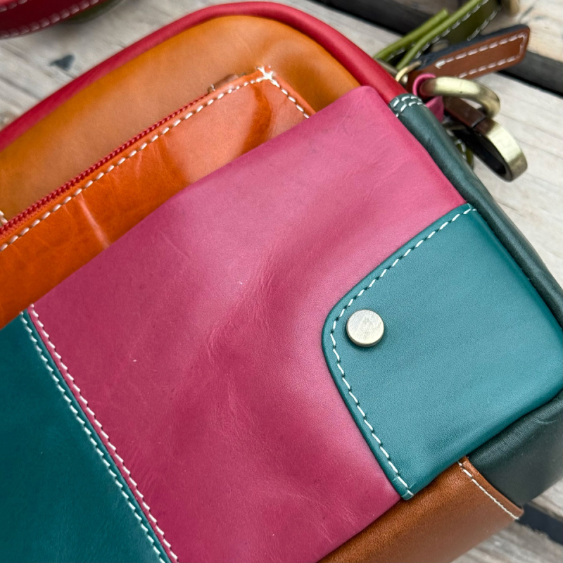 Valentina multicolor skuldertaske i kalveskind - Leather design - Freja skind