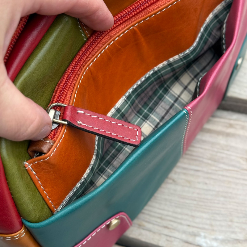 Valentina multicolor skuldertaske i kalveskind - Leather design - Freja skind