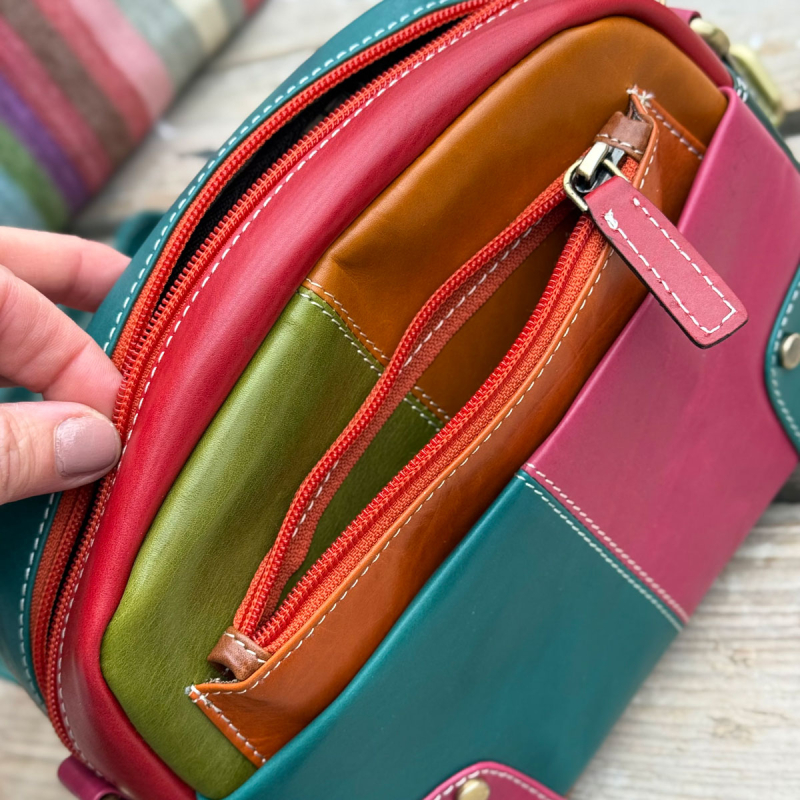 Valentina multicolor skuldertaske i kalveskind - Leather design - Freja skind