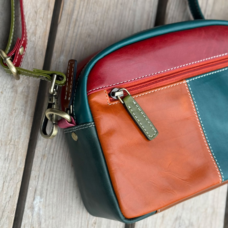 Valentina multicolor skuldertaske i kalveskind - Leather design - Freja skind
