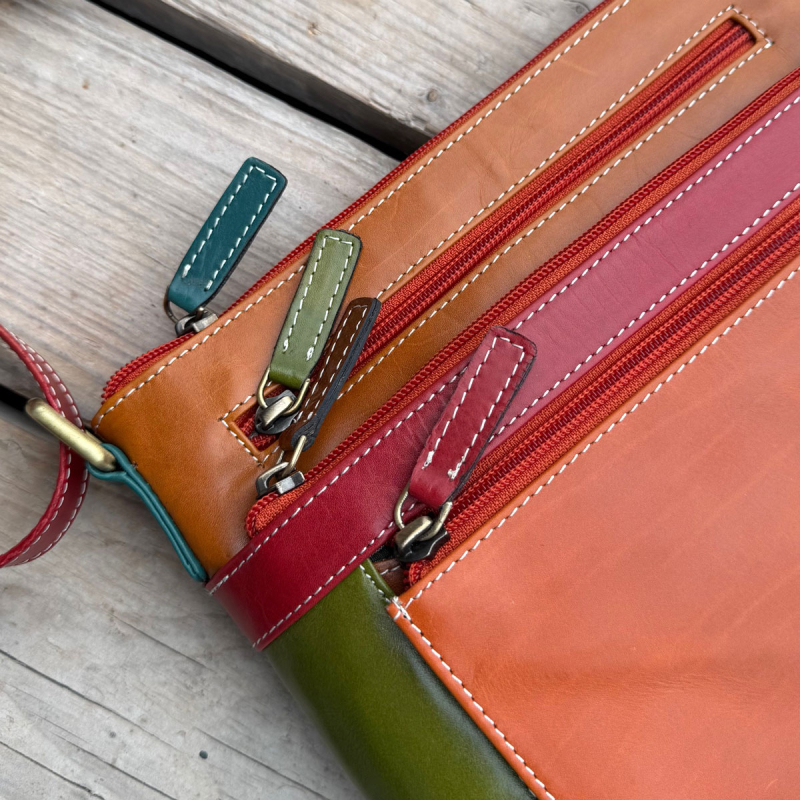 Catalina multicolor taske i blød skind - Leather design - Freja skind