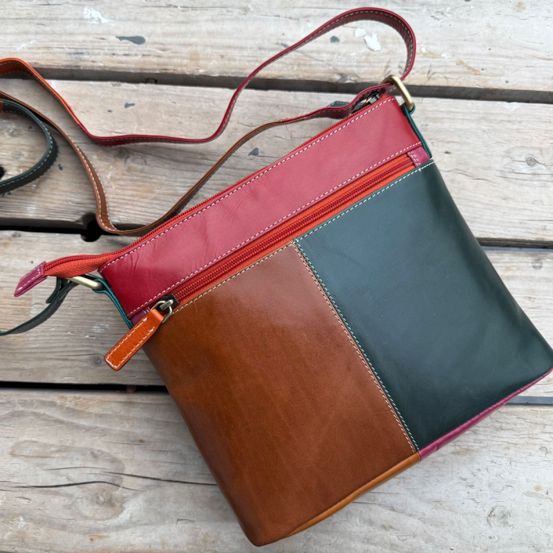 Catalina multicolor taske i blød skind - Leather design - Freja skind
