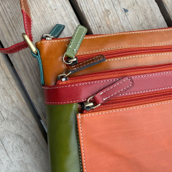 Catalina multicolor taske i blød skind - Leather design - Freja skind
