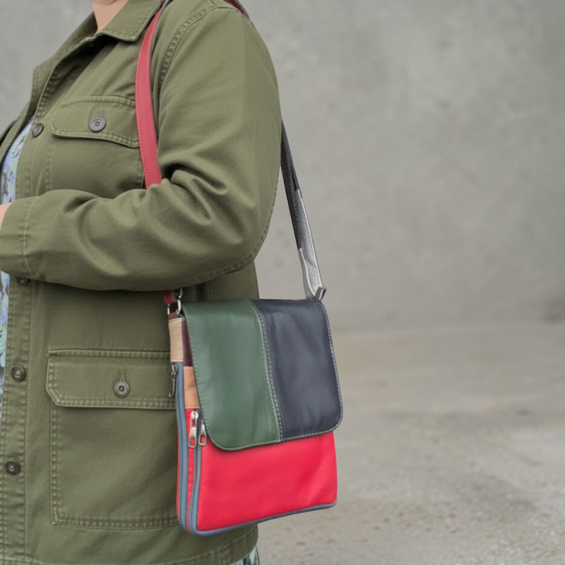 Paloma multicolor skindtaske - Best of the rest kollektionen fra Freja skind