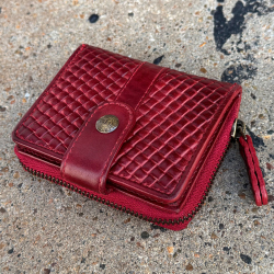 Anne damepung i varm rød læder - Leather design - Freja skind