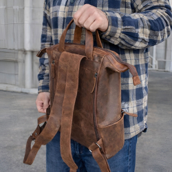 Manhattan rygsæk - Hunter brun læder - Unisex - Leather design  - Freja skind