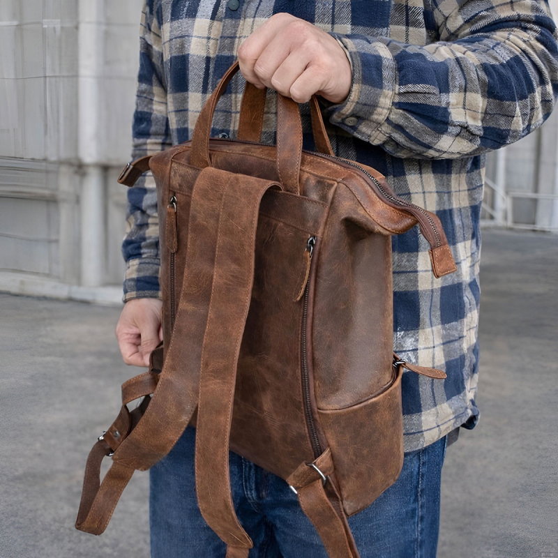 Manhattan rygsæk - Hunter brun læder - Unisex - Leather design  - Freja skind