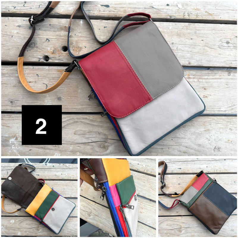 Paloma multicolor skindtaske - Best of the rest kollektionen fra Freja skind