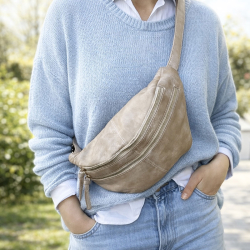 Vivian bumbag i satin beige skind - Orchid - Freja skind