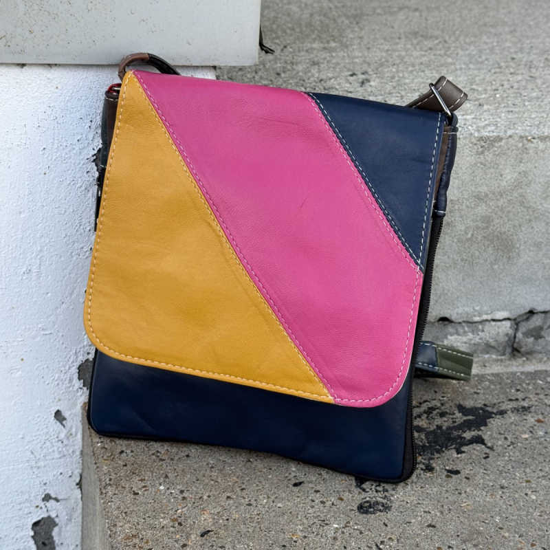 Katja multicolor taske fra best of the rest kollektionen - blød skindtaske - Freja skind