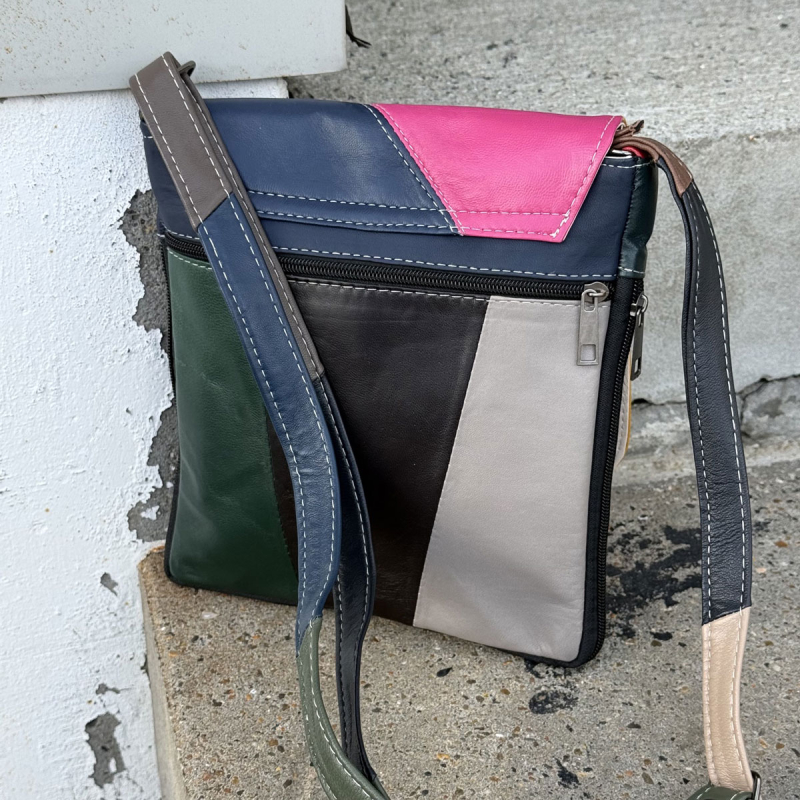 Katja multicolor taske fra best of the rest kollektionen - blød skindtaske - Freja skind