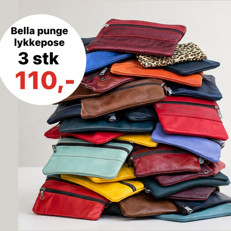 bella pung - lykkepose med 3 stk - blød skindpung - Freja skind