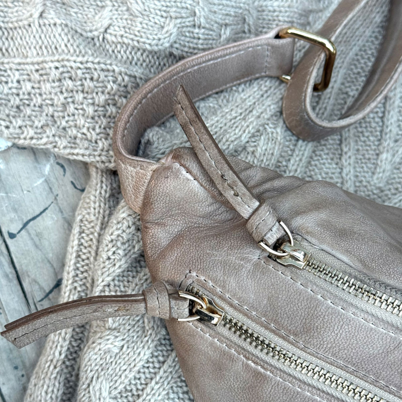 Vivian bumbag i satin beige skind - Orchid - Freja skind