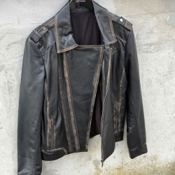 Herre læderjakke i bikers stil - sort skind - Mickey fra Freja skind