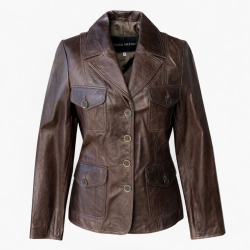 Kimberly retro damejakke - Vintage stil - brun lammeskind - Freja skind