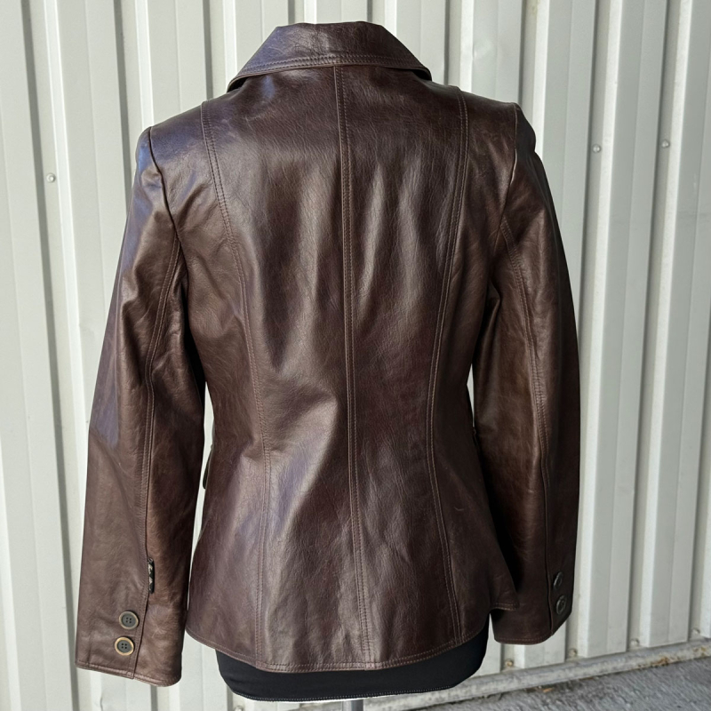 Kimberly retro damejakke - Vintage stil - brun lammeskind - Freja skind