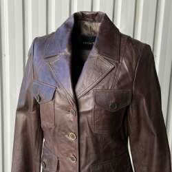 Kimberly retro damejakke - Vintage stil - brun lammeskind - Freja skind