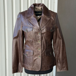 Kimberly retro damejakke - Vintage stil - brun lammeskind - Freja skind