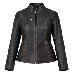 Thelma bikerjakke i blød sort lammeskind - Freja skind