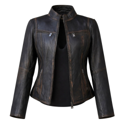 Thelma bikerjakke i blød sort lammeskind - Freja skind